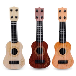 溫暖的吉他玩具 4 弦迷你兒童樂器教育學習玩具適合幼兒初學者棕色黃色
