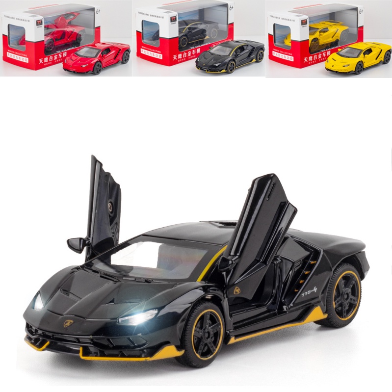 合金車模型 1:32藍寶堅尼Lamborghini LP770-4模型 帶聲光回力車模型 跑車模型 擺件禮物