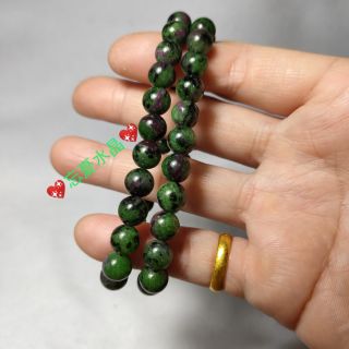 💖忘憂水晶世界💖紅綠寶原礦手珠8.5m