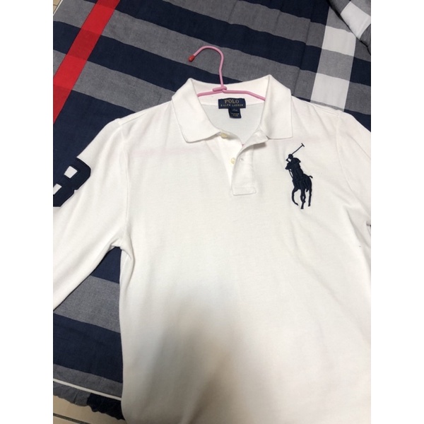 POLO RALPH LAUREN 大馬 長袖 L 白色 polo衫