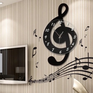 音樂音符北歐客廳家用時尚創意鐘錶個性石英裝飾時鐘靜音藝術掛鐘