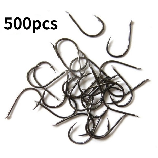 500 件/批 0.1-5# 高碳鋼歪刺魚鉤黑色扁池鯉魚魚鉤套裝配件工具