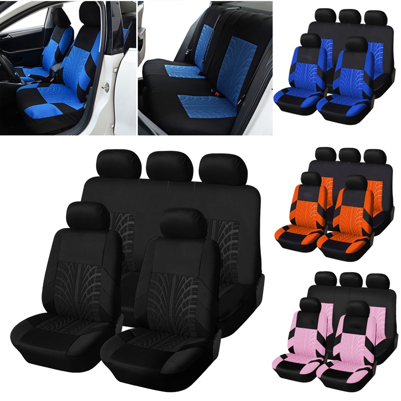 4 件/9 件汽車座椅套套裝通用適合大多數汽車套帶輪胎軌道細節造型汽車座椅保護套四季安全氣囊兼容汽車內飾