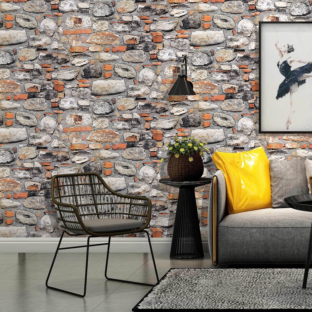 45cmx600cm 復古牆紙自粘個性石頭水泥石防水壁紙酒吧餐館前臺背景牆裝修貼紙 蝦皮購物