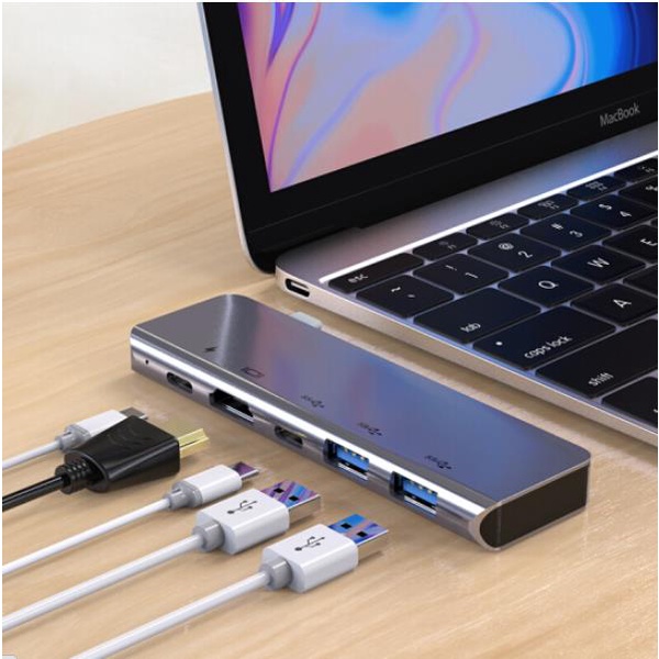 kiko雜貨鋪type-c擴展塢 蘋果微軟筆記本手機平板通用USB-C轉HDMI/usb3.0轉接頭快充分線轉換器hub