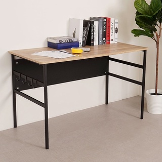 YoStyle 瑞比120cm附掛勾書桌-原木色 辦公桌 工作桌 書桌 電腦桌