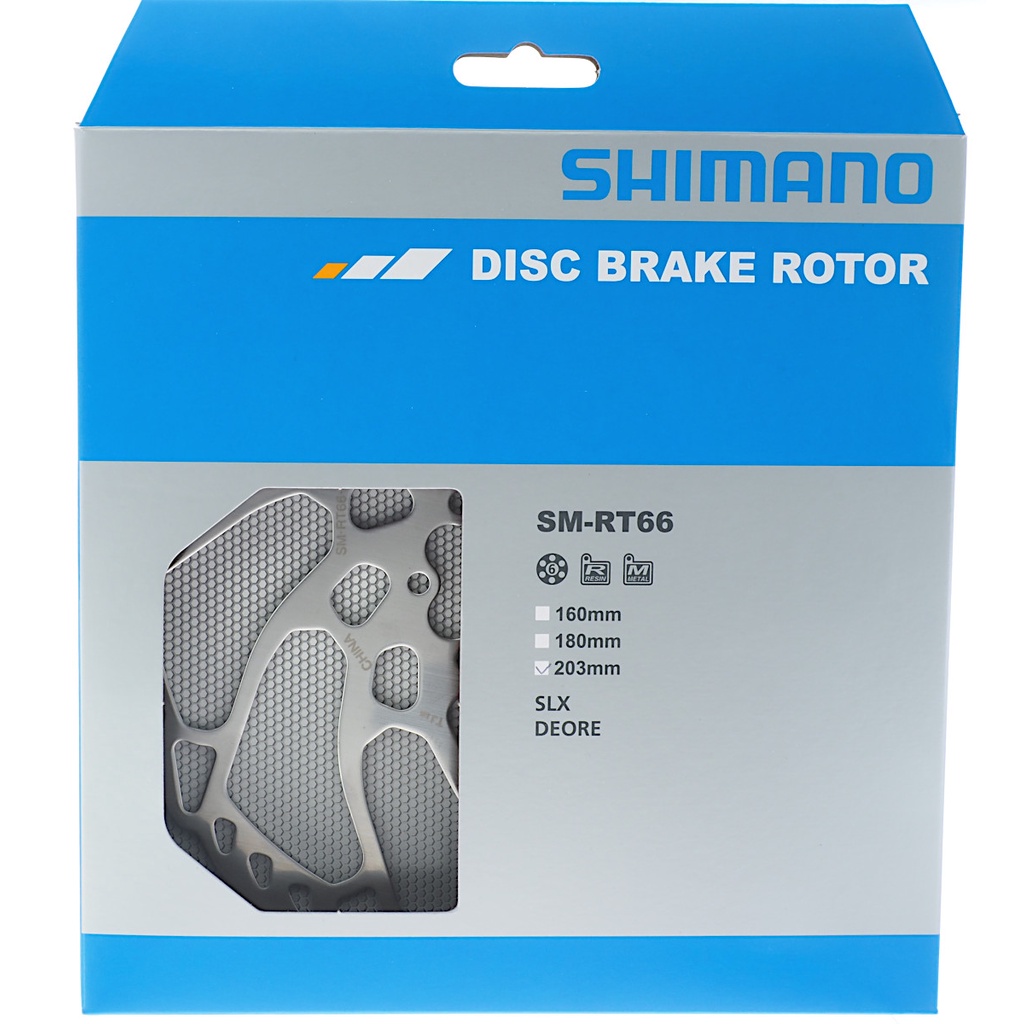 Shimano Deore SLX SM-RT66 203mm 國際六孔碟盤，金屬及樹脂來令片/煞車皮通用