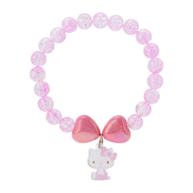 【現貨】小禮堂 Hello Kitty 兒童串珠吊飾手環 (粉蝴蝶結款)