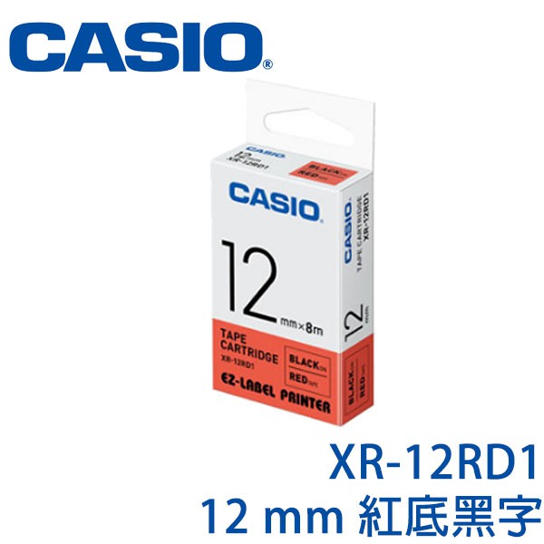 【3CTOWN】含稅開發票 CASIO卡西歐 12mm XR-12RD1 紅底黑字 原廠標籤機色帶