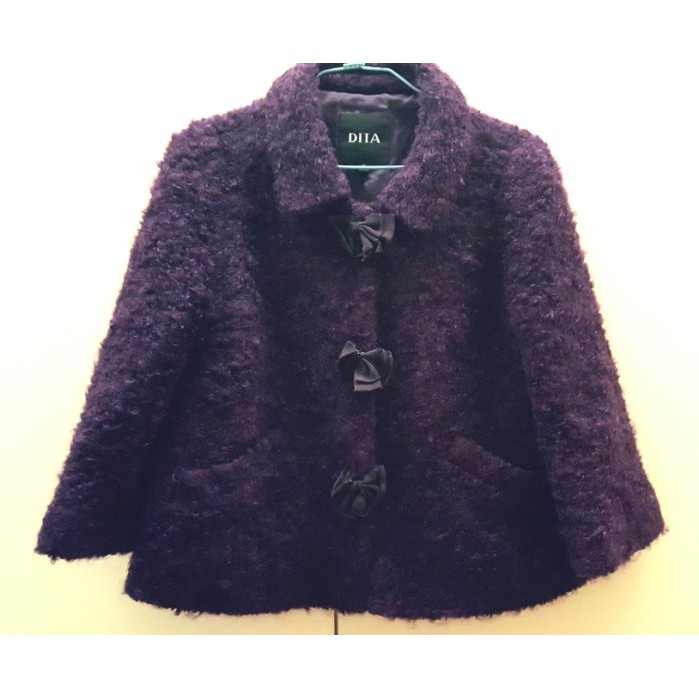 DITA葡萄紫羊毛輕暖短大衣