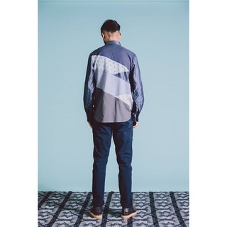 ☆AirRoom☆【現貨】2016AW OqLiq Terraces shirt 梯田襯衫 幾何 襯衫 民族風 單寧藍