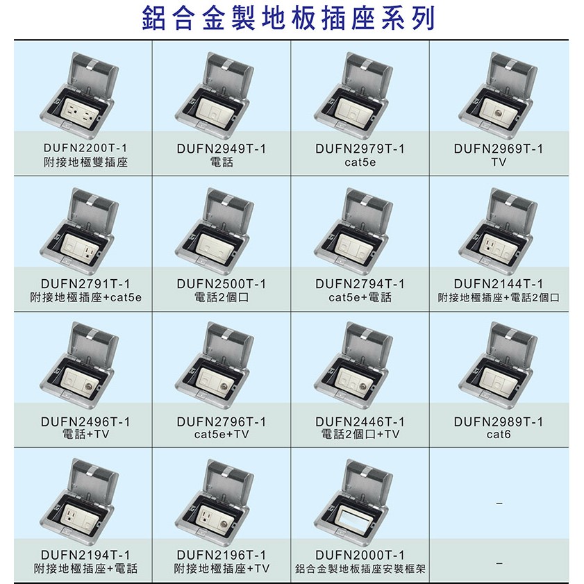 【優選照明】Panasonic 國際牌 鋁合金方型地板插座 DUFN2200T-1 《附接地雙插座》 地板彈插座組