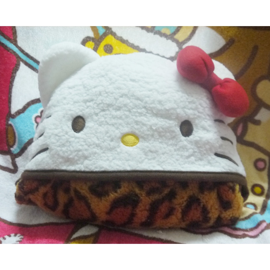 日版﹝Sanrio﹞限定※Hello Kitty凱蒂貓※【豹紋頭套造型披風】連帽披毯
