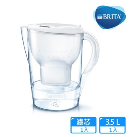 德國 BRITA  MARELLA XL 愛奴娜透視型 3.5L 濾水壺 內含maxtra濾芯1個 BRITA水壺 白蓋