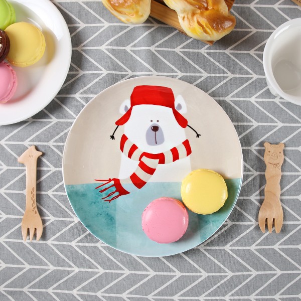 餐盤 北極熊圍巾餐盤 聖誕節 餐盤 陶瓷餐盤 碟子 交換禮物 北歐 盤子 派對 聖誕大餐