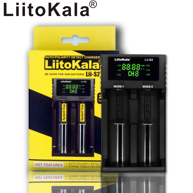 liitokala lii-S2原裝新款LED屏雙槽多功能鋰電池鎳氫充電器智能充滿自停2曹帶顯示