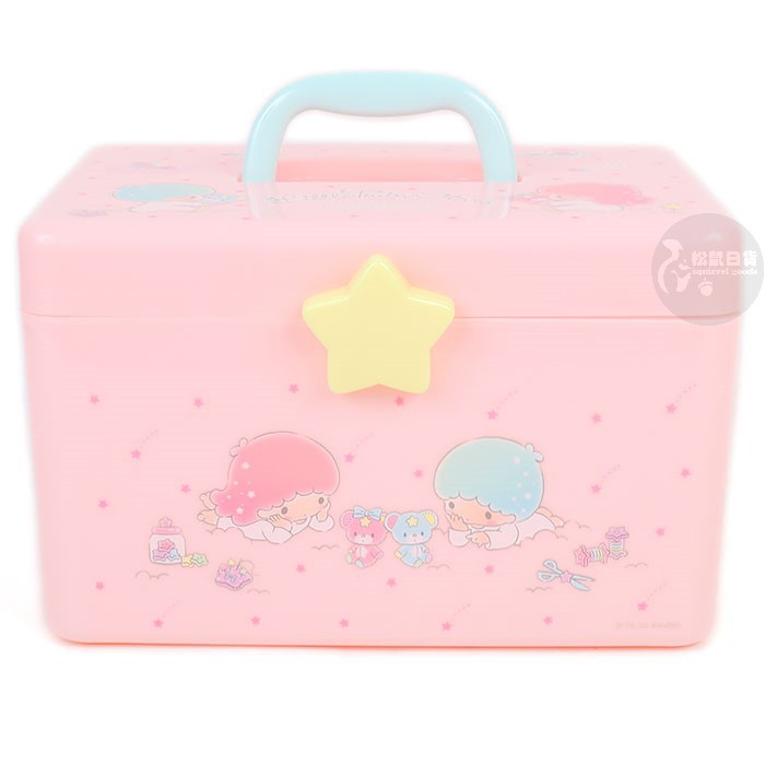 ♡松鼠日貨♡日本 正版 雙子星 kikilala 星星 雙層 手提 收納盒 飾品盒 工具盒 現貨！
