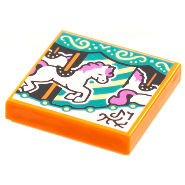 公主樂糕殿 LEGO 樂高 2X2 印刷 印刷磚 專輯封面 橘色 旋轉木馬 3068bpb1780 T470