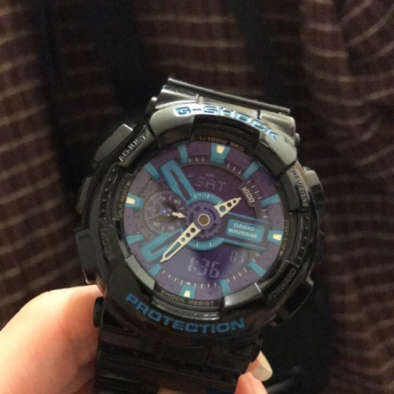 G-SHOCK 指針數位雙顯運動錶 - 黑藍紫 GA-110HC- 1A