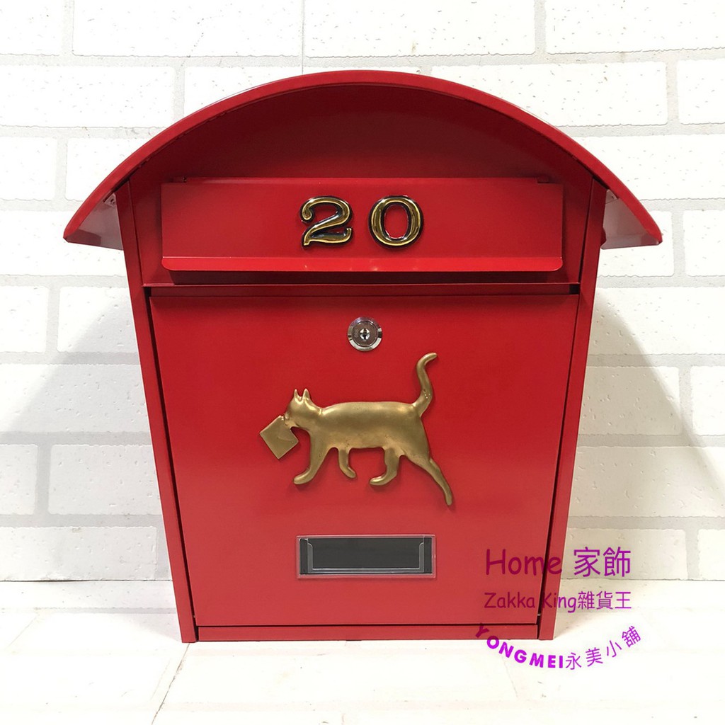 [HOME]附門牌號碼 金色小貓個性信箱 紅色圓頂小貓信箱 郵箱 信件箱 意見箱 郵件信箱 耐候性佳