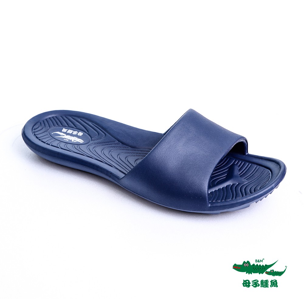 【母子鱷魚】輕量化曲線氣墊拖鞋-藍