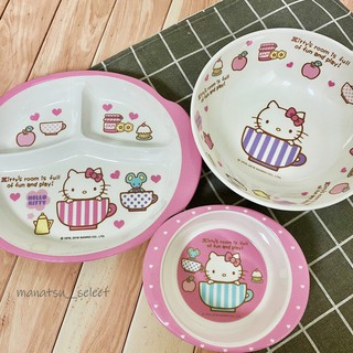 三麗鷗 Hello Kitty 美耐皿 雙耳三格餐盤 餐盤 大湯碗 圓雙耳碗 餐碗 兒童餐具