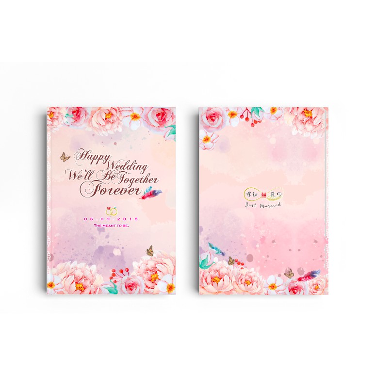 客製化 簡約結婚書約夾 - 結婚書約 付兩張同款書約 #05 粉羽花園