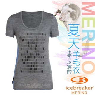 【紐西蘭 Icebreaker】女款 美麗諾羊毛 圓領短袖休閒上衣TECH-LITE/特價76折/灰_IB104696