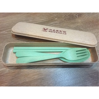 現貨小麥餐具環保無毒攜帶餐具筷子湯匙叉子盒子四件組