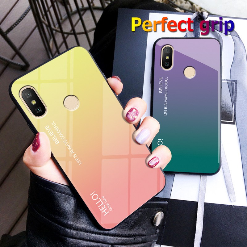小米紅米note 5 紅米note 6 Pro 手機殼極光漸變玻璃殼保護殼全包邊防刮背板redmi 蝦皮購物