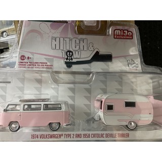 《模王》 1/64 美國綠光 模型合金車 1974 福斯 T2 & 後拖車