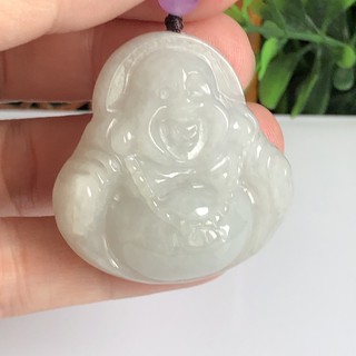 天然緬甸玉翡翠A貨糯冰淡色佛公彌勒佛B103