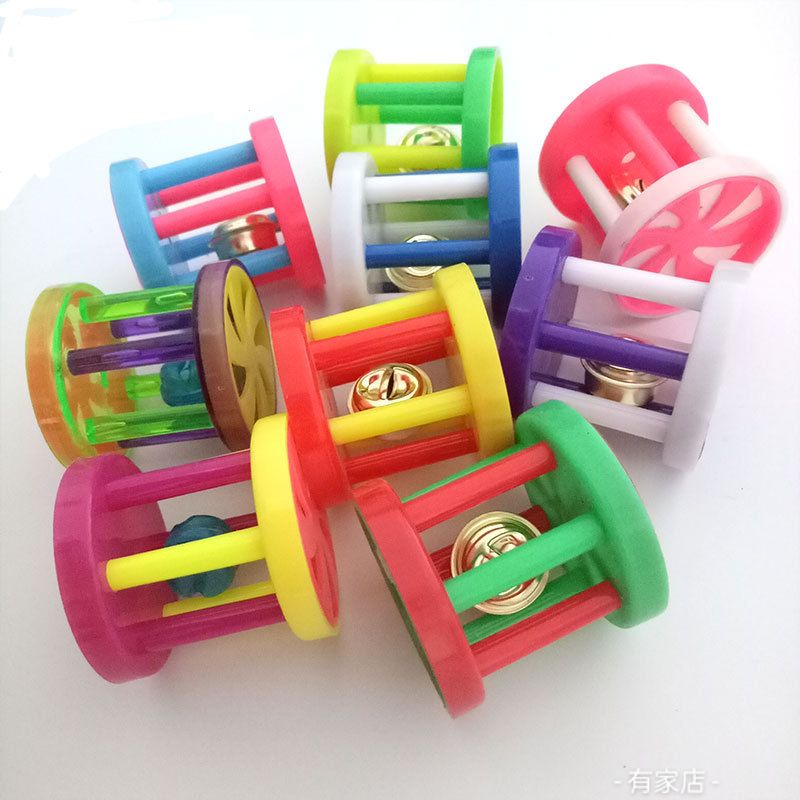花鼓風車片 鈴鐺球 貓玩具塑料 空心球 鸚鵡玩具