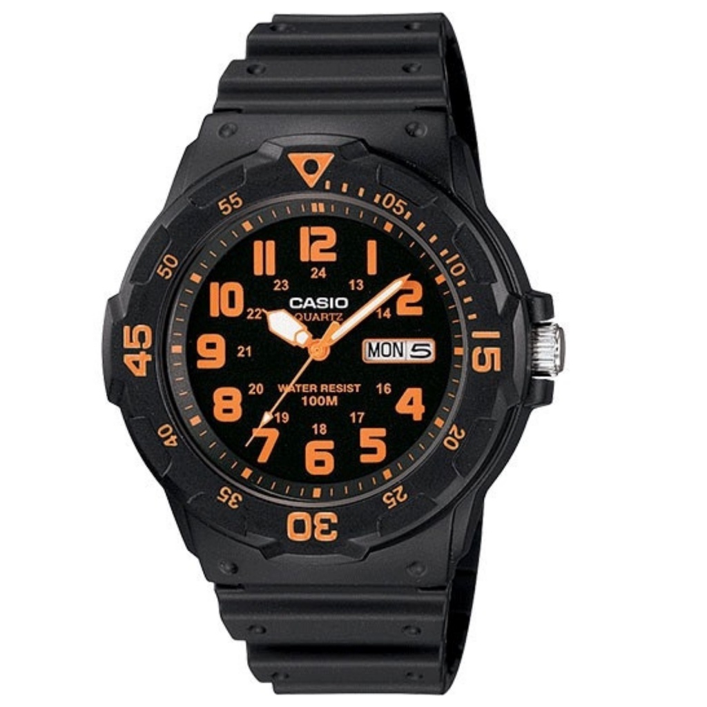 【CASIO 卡西歐】潛水風DIVER LOOK系列 橘色數字 MRW-200H-4B  現代鐘錶