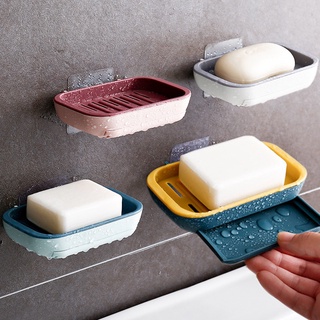肥皂盒排水肥皂架浴室配件壁掛式雙層吸盤浴室肥皂盤無鑽孔