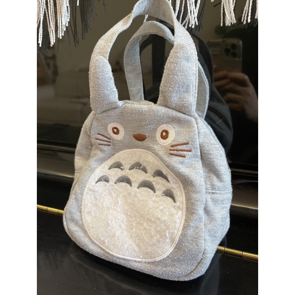 ｛二手｝日本正貨 宮崎駿 龍貓Totoro造型可愛手提小包 小提袋 午餐袋 收納袋