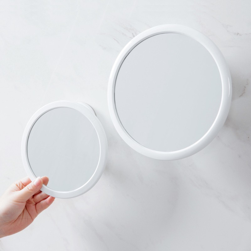 河馬先生家用免打孔吸壁式小鏡子浴室衛生間掛牆上化妝鏡創意吸盤壁掛圓鏡