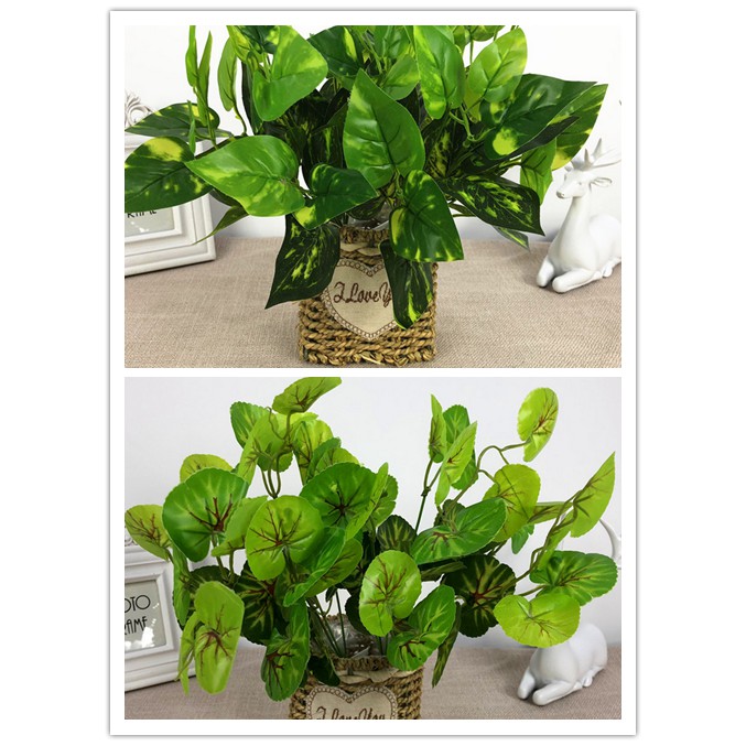綠色人造植物假花葉子樹葉裝飾傢庭辦公室花園裝飾 蝦皮購物