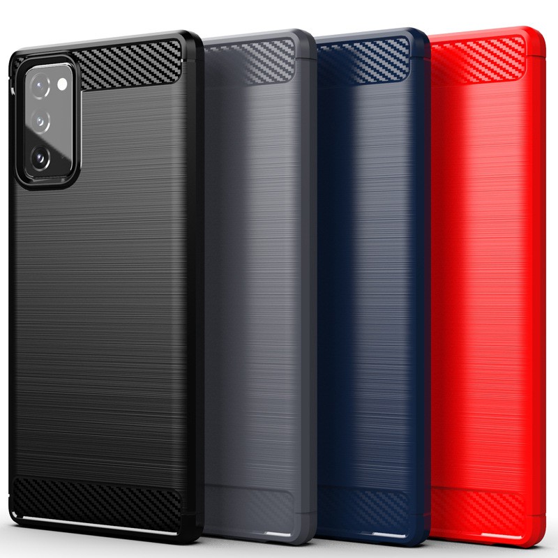 SAMSUNG 碳纖維矽膠軟手機殼適用於三星 Galaxy Note 20 Ultra 外殼 Note 20 10 Pl