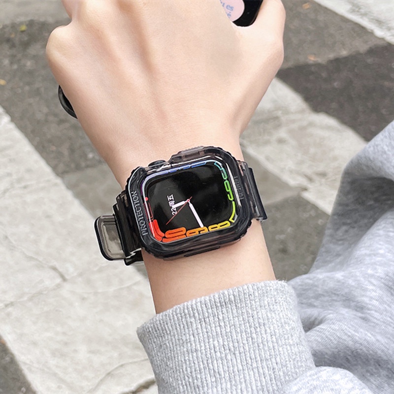「冰點價」冰川一體透明錶帶 適用 apple watch 蘋果錶帶 iwatch 41mm 45mm 透氣 替換腕