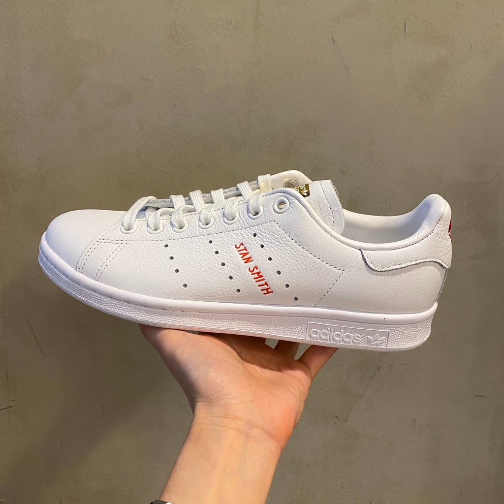 Kazima｜Adidas Stan Smith W 板鞋 小白鞋 休閒 運動 全白 紅字 愛心 情人節 女鞋 金標 心