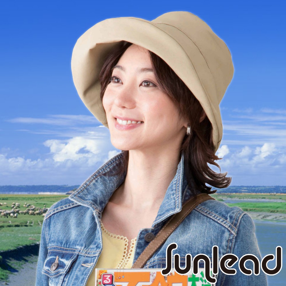 【Sunlead】防潑水。超輕量防曬抗UV晴雨兩用遮陽帽 (駝色)