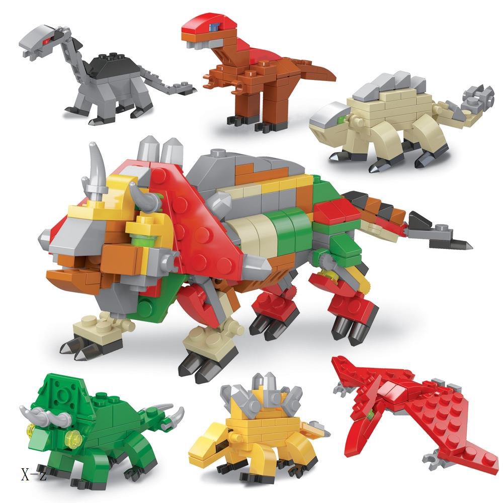 [說書客] 扭蛋積木恐龍 6隻小恐龍，可組成一支大恐龍 blocks world dinosaurs 益智玩具 說書客童書批發