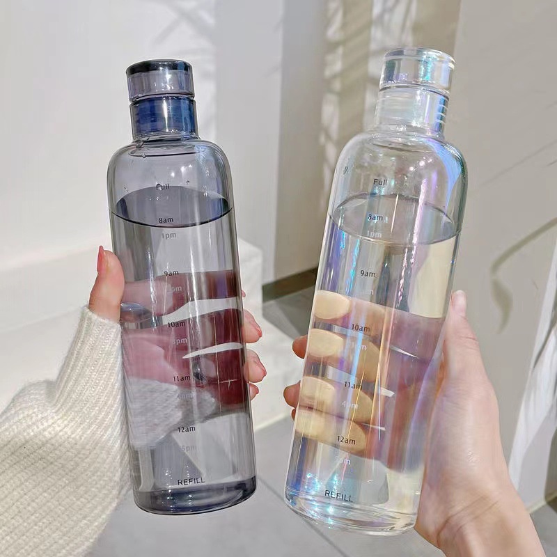 【ohlawin】 時間刻度水杯2021新款網紅玻璃杯喝水目標玻璃瓶ins簡約水杯高顏值水杯