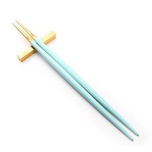💕哈日媽咪的愛敗日記💕 葡萄牙製Cutipol GOA 土耳其藍(Tiffany藍)金 點心叉&amp; 筷子+筷架