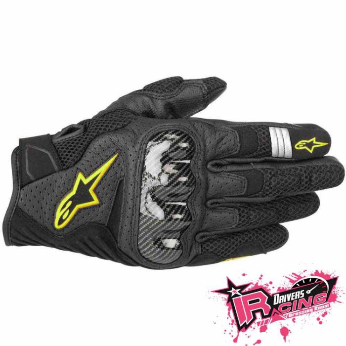 ♚賽車手的試衣間♚Alpinestars® SMX-1 Air V2 黑/黃 可觸碰 短手套 防摔手套