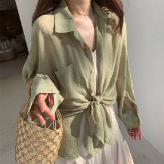 主流女裝📣📣現貨✔️S-2XL👗薄款襯衫防曬衣👗新款夏季韓版寬松很仙的防曬衣女設計感雪紡襯衫長袖薄款外套 正韓上衣