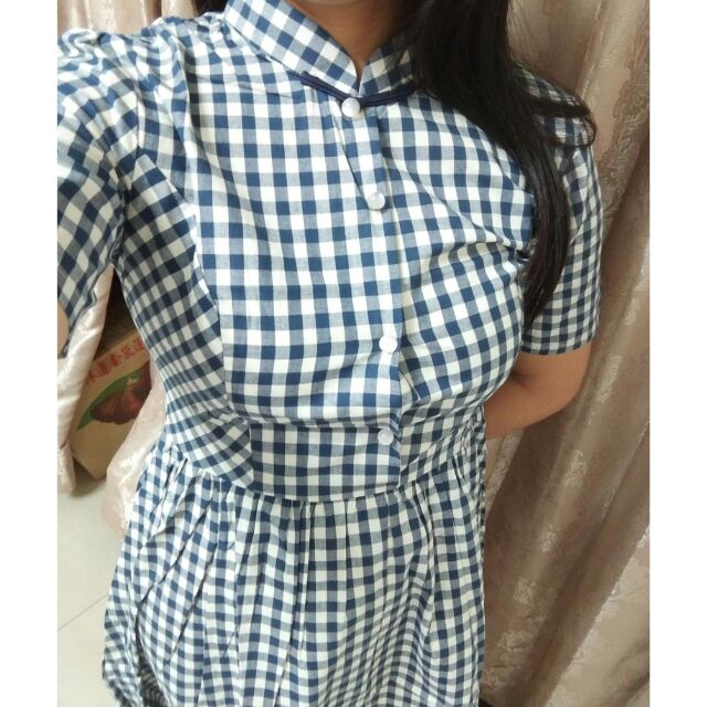棉麻格子日常款中式洋服 蝦皮購物