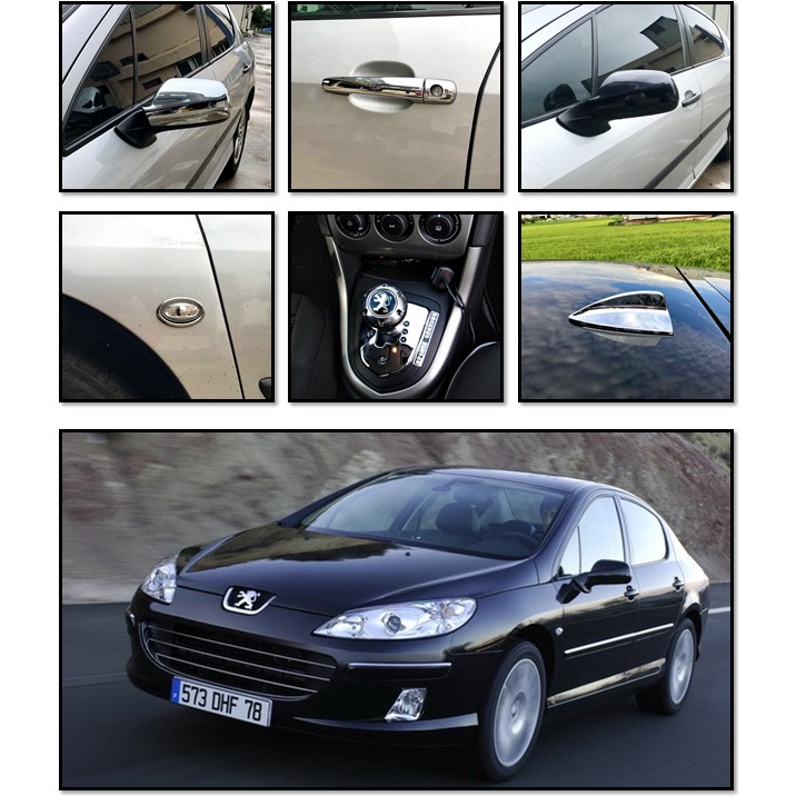 圓夢工廠 Peugeot 寶獅 407 2004~12 後視鏡蓋 車門把手蓋 排檔頭 鯊魚鰭貼 車牌螺絲貼 輪胎氣嘴帽