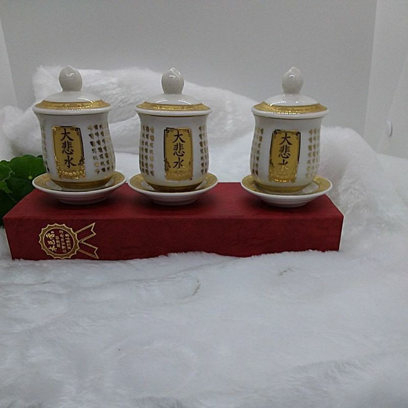 大悲水供杯 白色 陶瓷 一組三個 台灣福田窯製作